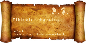 Miklovicz Herkules névjegykártya
